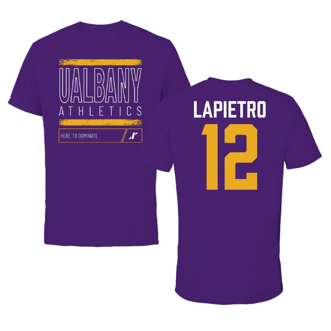University at Albany Lacrosse Purple Dominate Performance Tee - #12 Darien LaPietro
