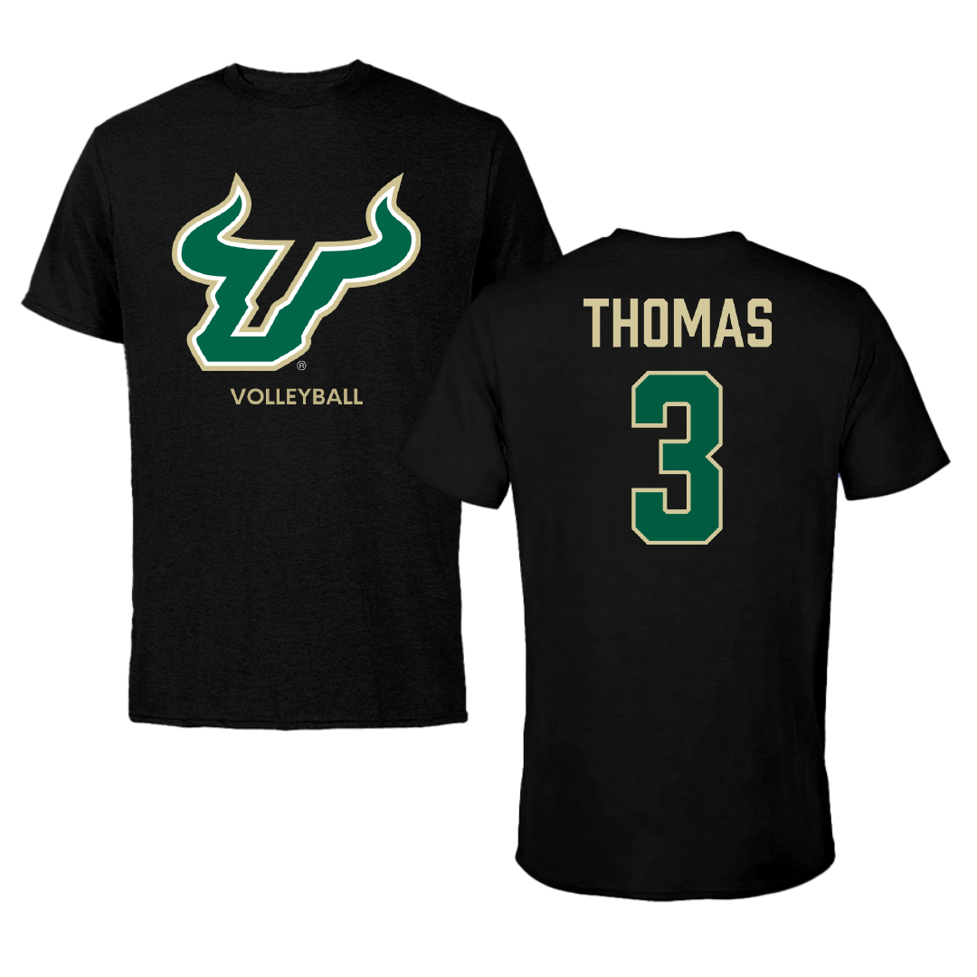 University of South Florida Volleyball (W) Black Performance Tee - #3 Miya Thomas