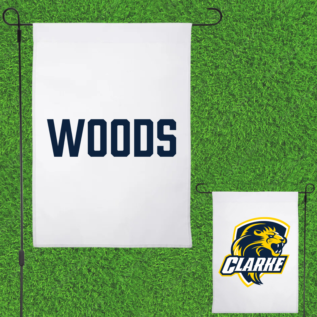 Clarke University Football White Garden Flag - Thimothee Woods