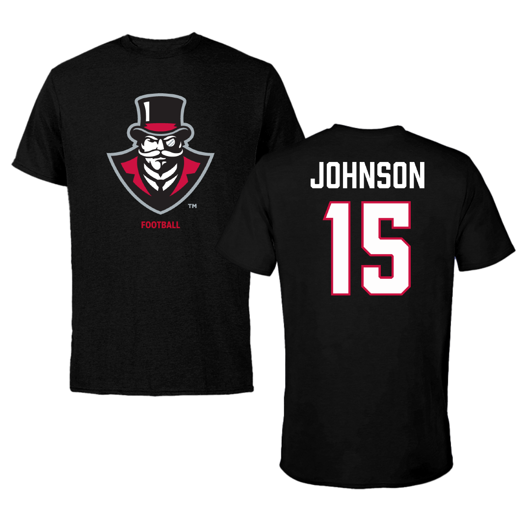Austin Peay State University Football Black Performance Tee - #15 Jake Johnson