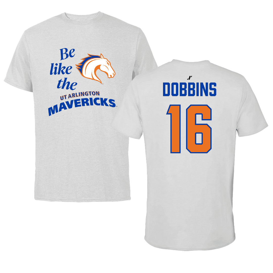 University of Texas at Arlington Baseball Light Gray Be Like Us Tee - #16 Michael Dobbins