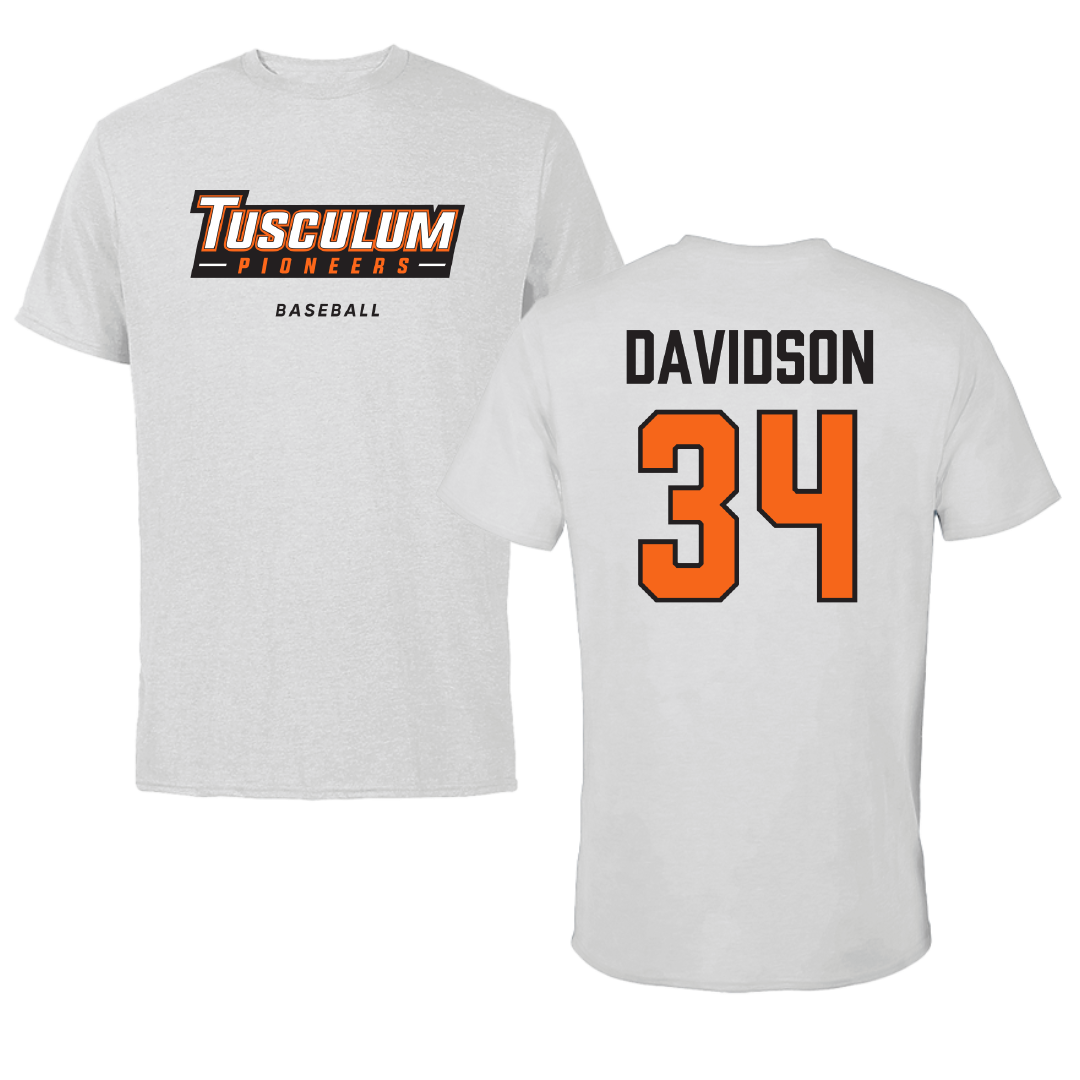 Tusculum University Baseball Light Gray Tee - #34 Nate Davidson