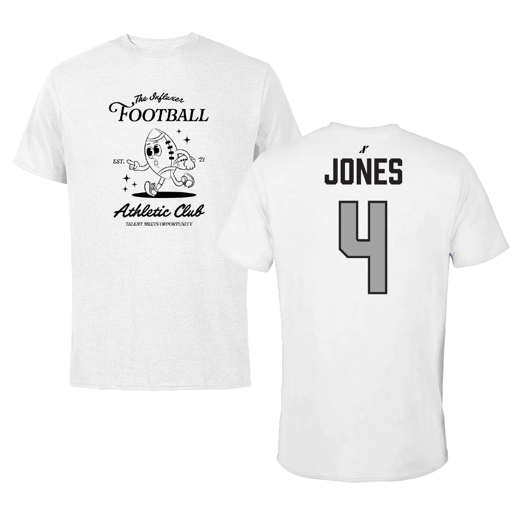 Football White Influxer Athletic Club Tee - #4 Jake Jones