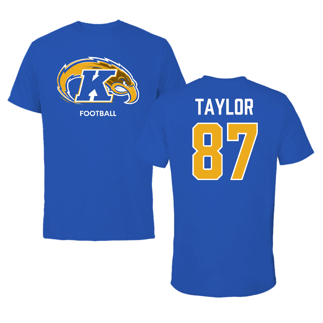 Kent State University Football Blue Performance Tee - #87 Dakota Taylor