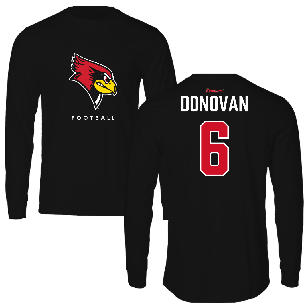 Illinois State University Football Black Mascot Long Sleeve - #6 Tommy Donovan