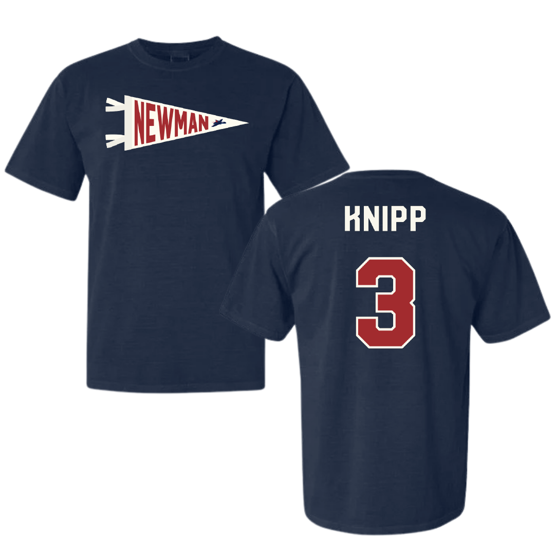 Newman University Soccer Navy Pennant Comfort Colors Tee - #3 Devynn Knipp