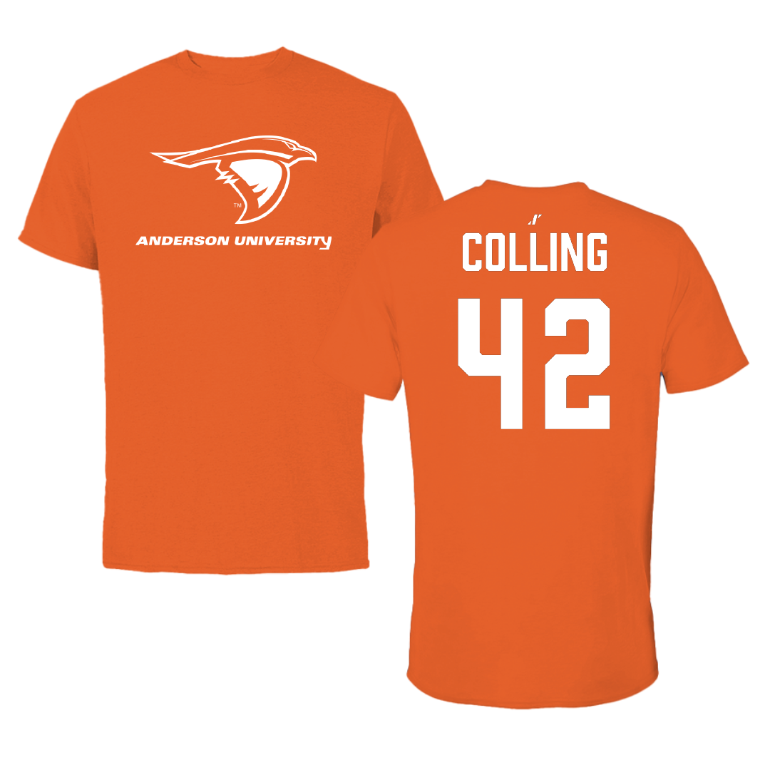 Anderson University (Indiana) Baseball Orange Tee - #42 Ethan Colling