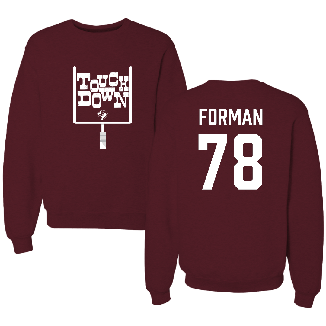 Fairmont State University Football Maroon Touchdown Crewneck - #78 Jaylen Forman