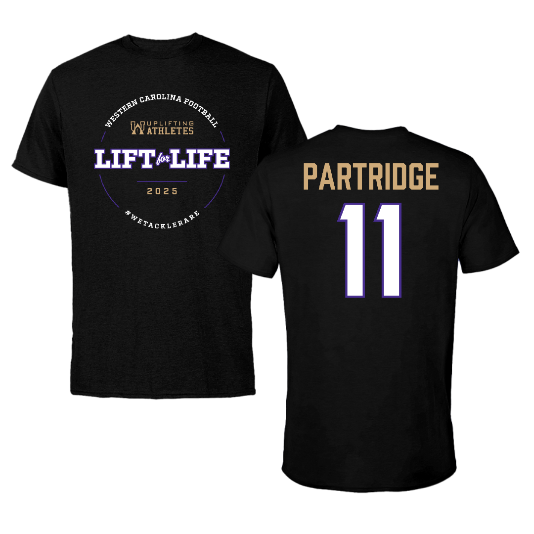Western Carolina University Football Black Uplifting Athletes Football Performance Tee - #11 Kenyon Partridge