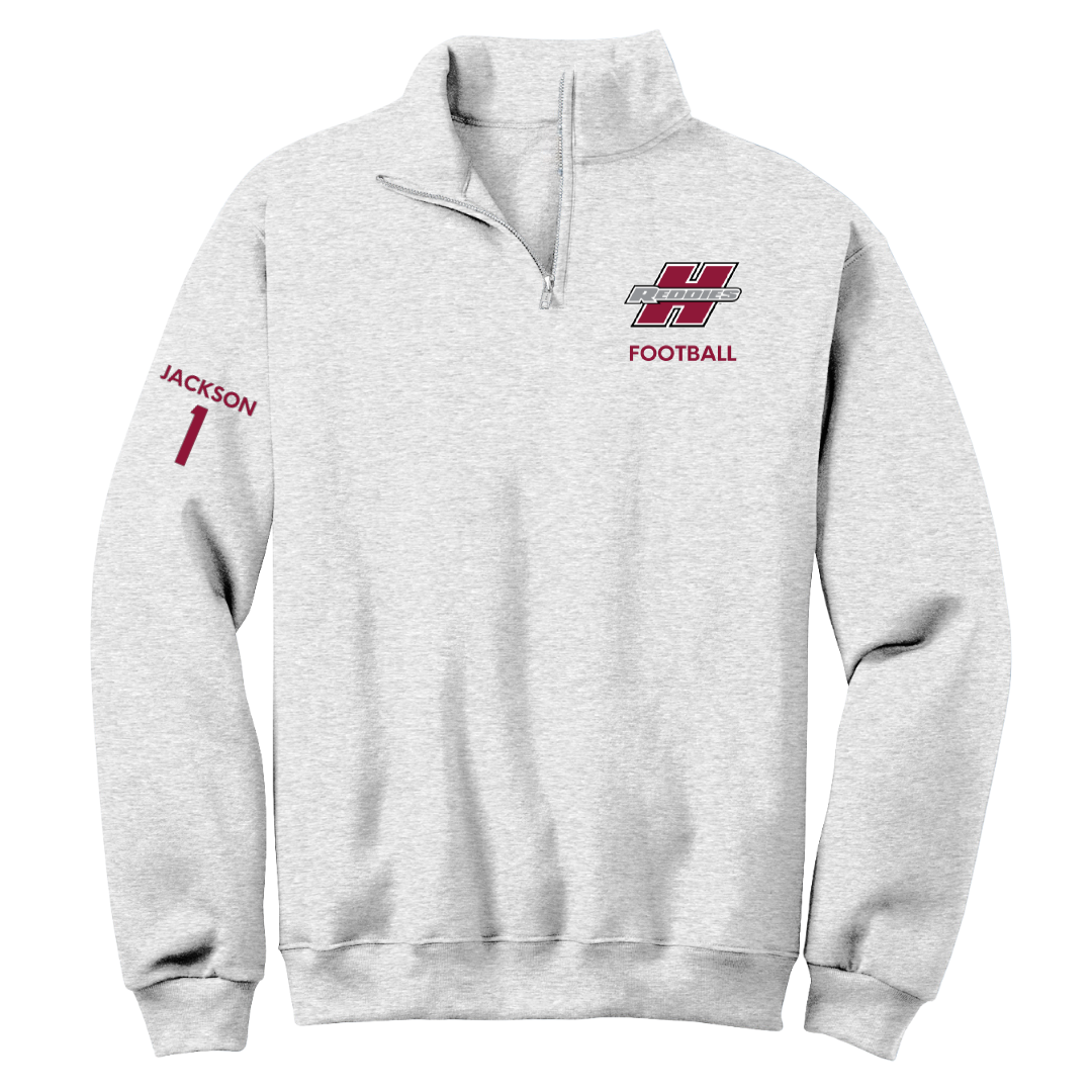 Henderson State University Football Light Gray Quarter-Zip - #1 Timieone Jackson