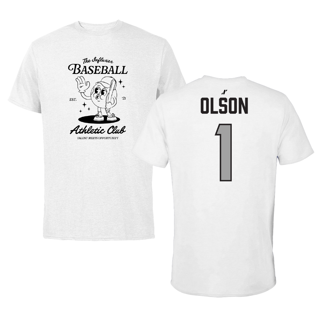Baseball White Influxer Athletic Club Tee - #1 Griffin Olson