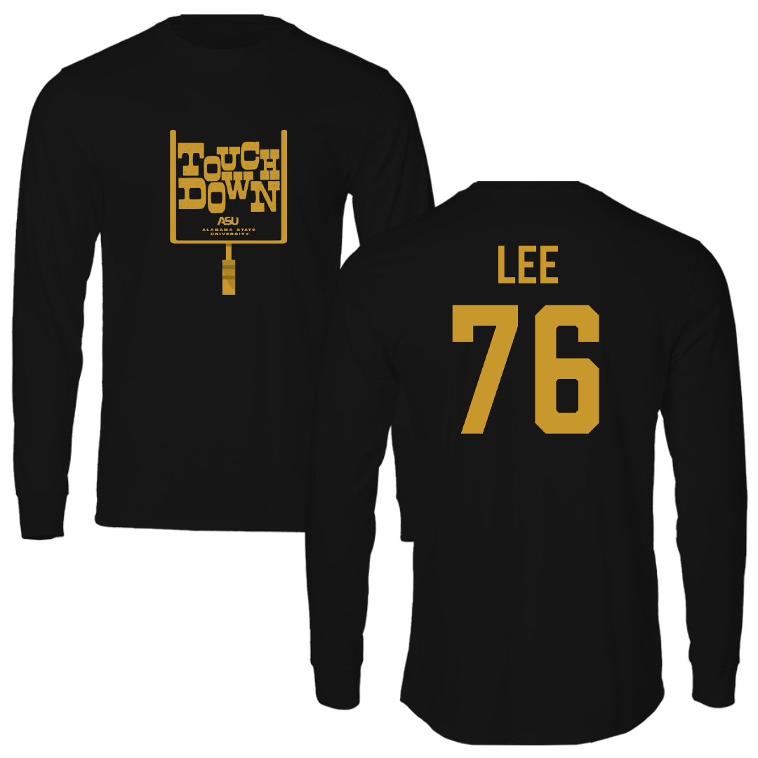 Alabama State University Football Black Touchdown Long Sleeve - #76 Marvin Lee