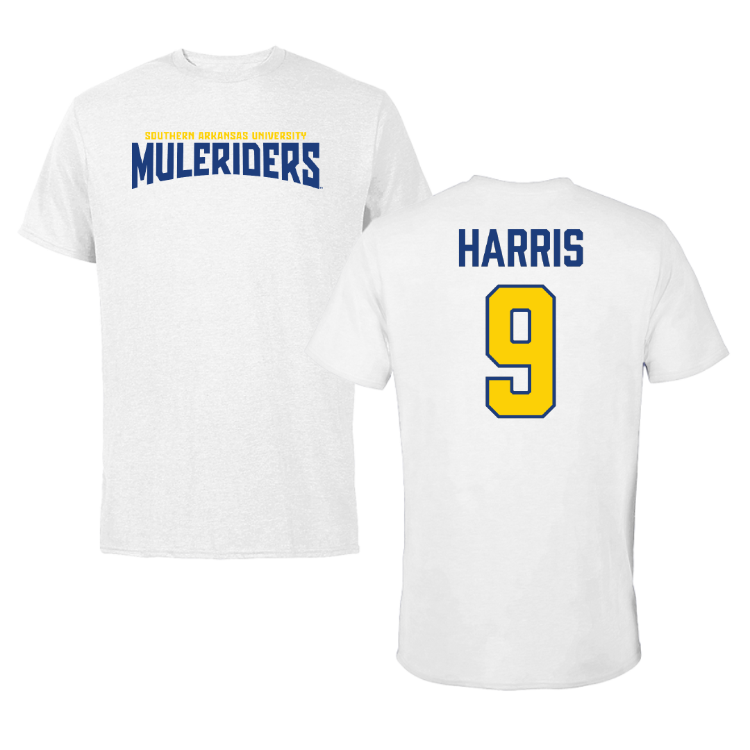 Southern Arkansas University Football White Classic Performance Tee - #9 Hezekiah Harris