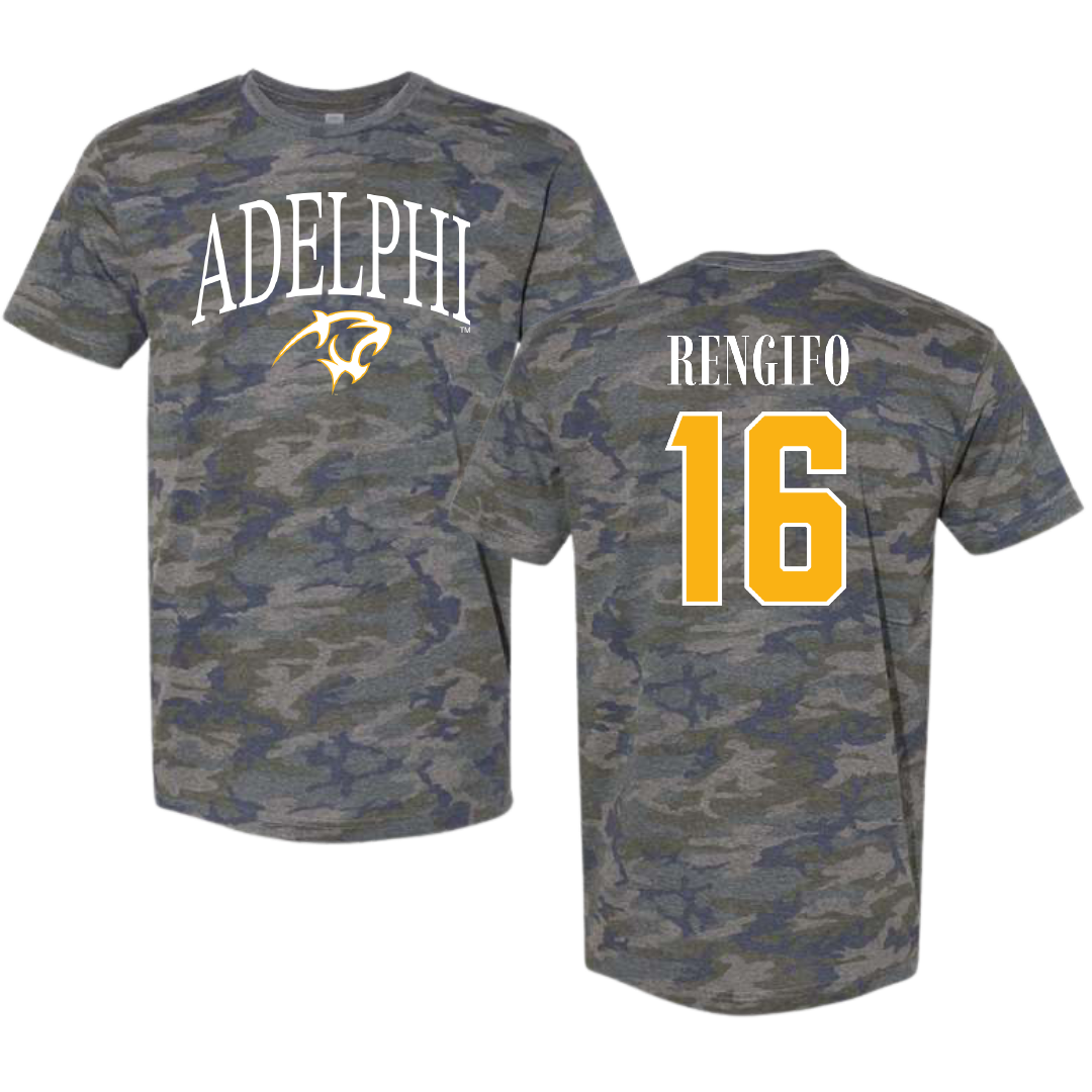 Adelphi University Baseball Vintage Camo Tee - #16 Giancarlo Rengifo