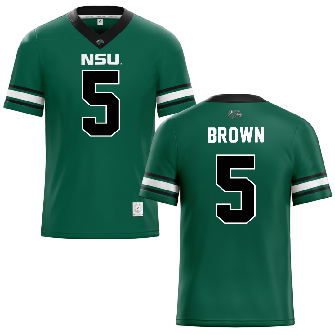 Northeastern State University Green Football Jersey - #5 Taimane Brown