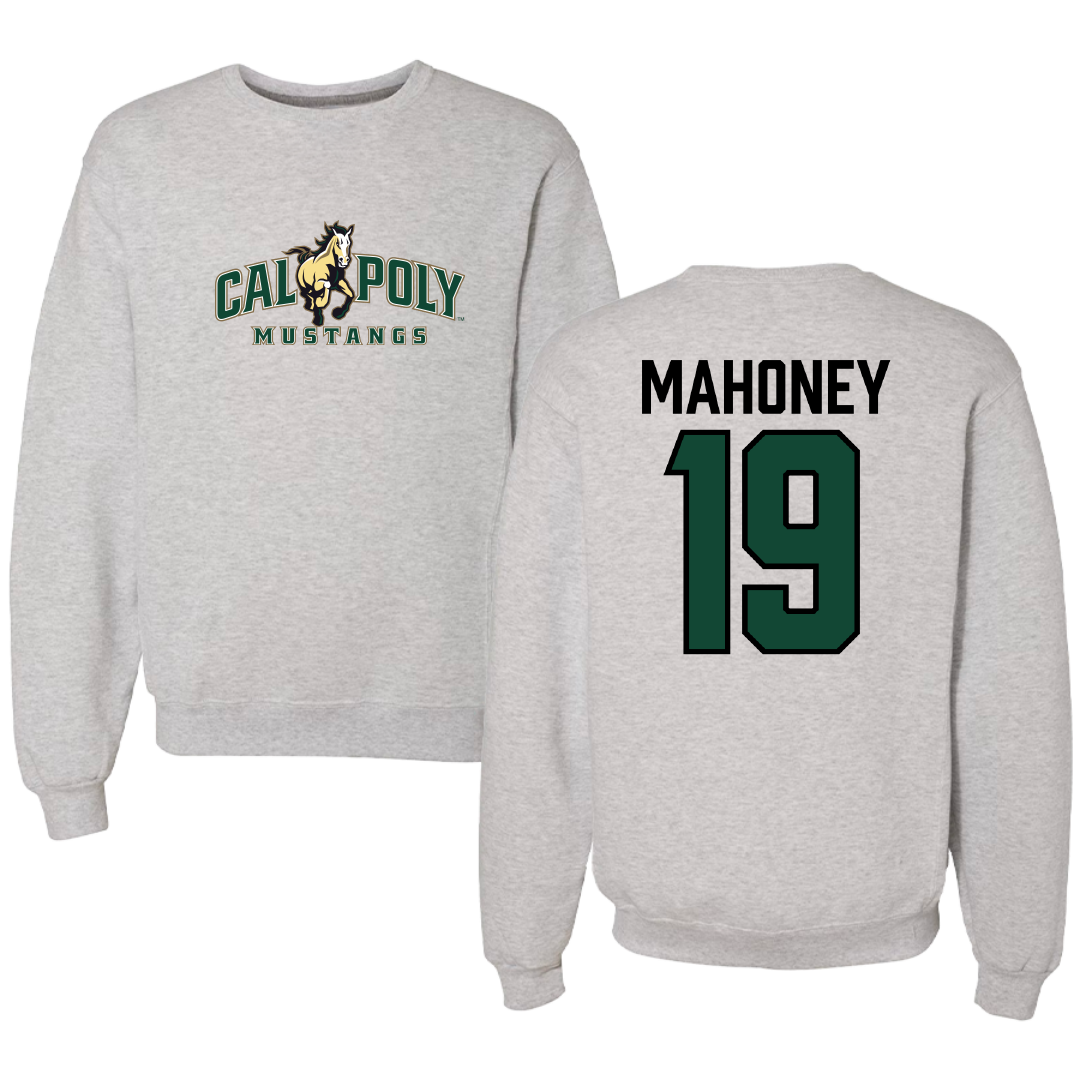 Cal Poly Soccer Gray Crewneck - #19 Quinn Mahoney