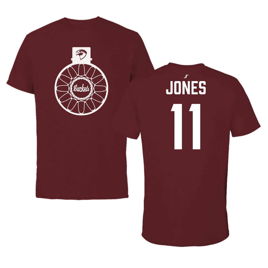 Fairmont State University Basketball (W) Maroon Buckets Performance Tee - #11 Amiel Jones