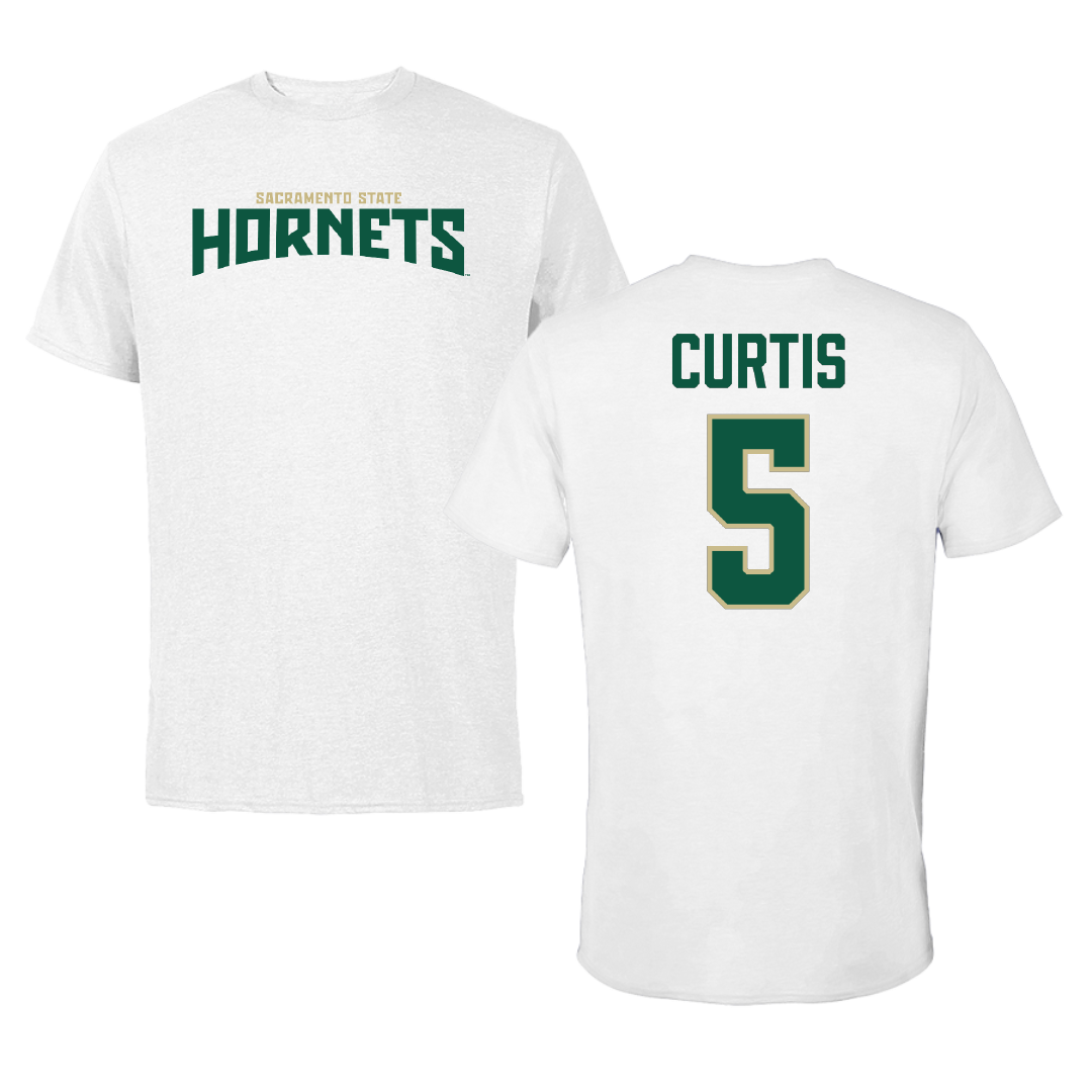 Sacramento State University Football White Classic Tee - #5 Jamar Curtis