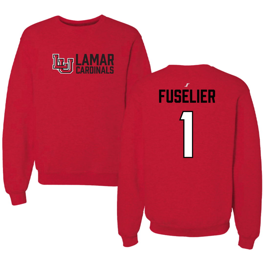 Lamar University Football Red General Crewneck - #1 Kyndon Fuselier