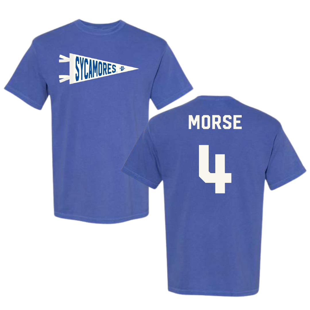 Indiana State University Baseball Blue Pennant Comfort Colors Tee - #4 Colby Morse