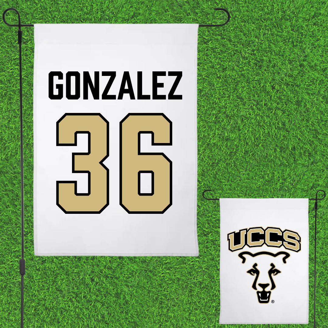 University of Colorado Colorado Springs Baseball White Garden Flag - #36 Diego Gonzalez