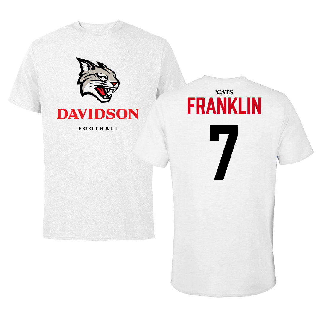 Davidson College Football White Performance Tee - #7 Jim Franklin