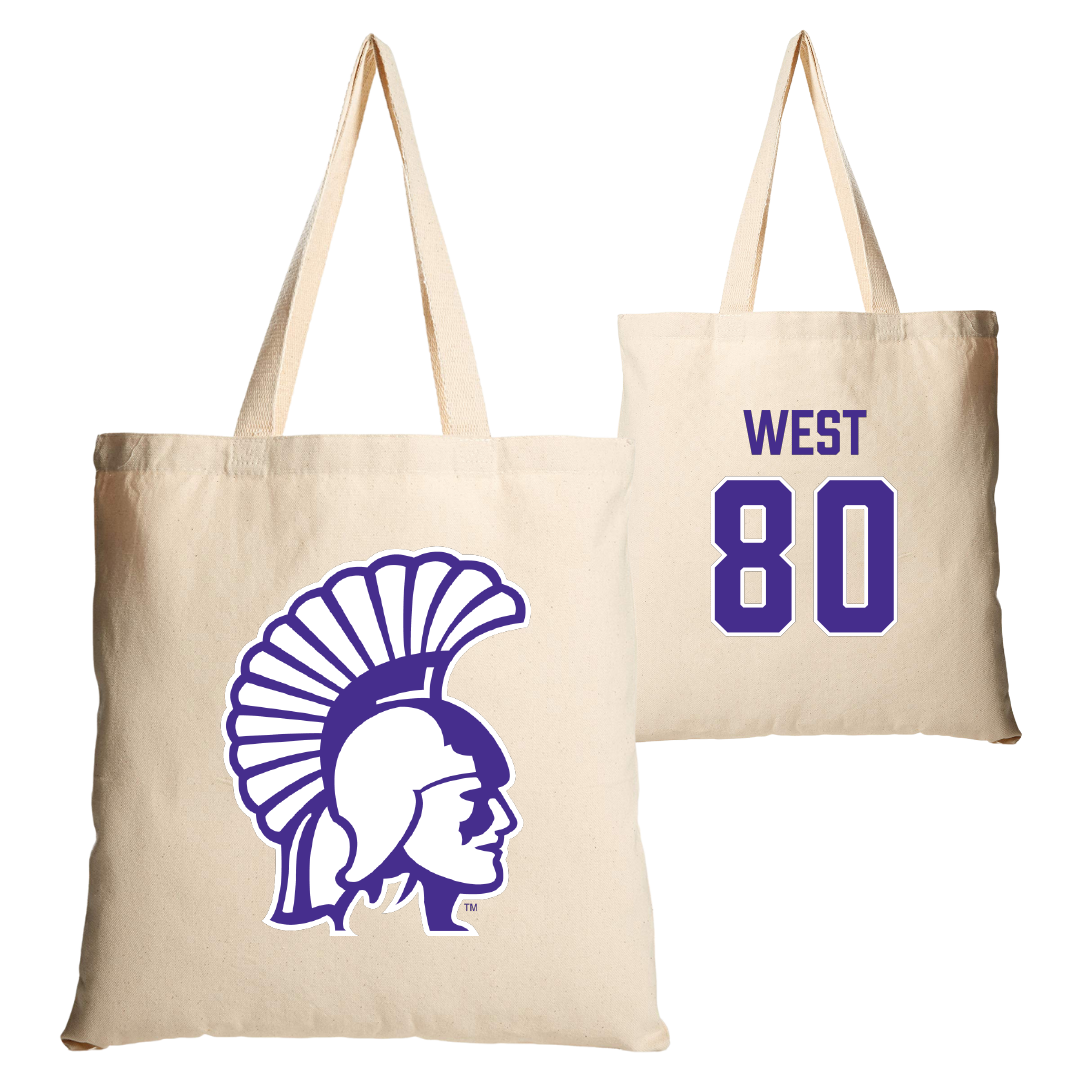 Winona State University Football Tan Canvas Tote Bag - #80 Jaylen West