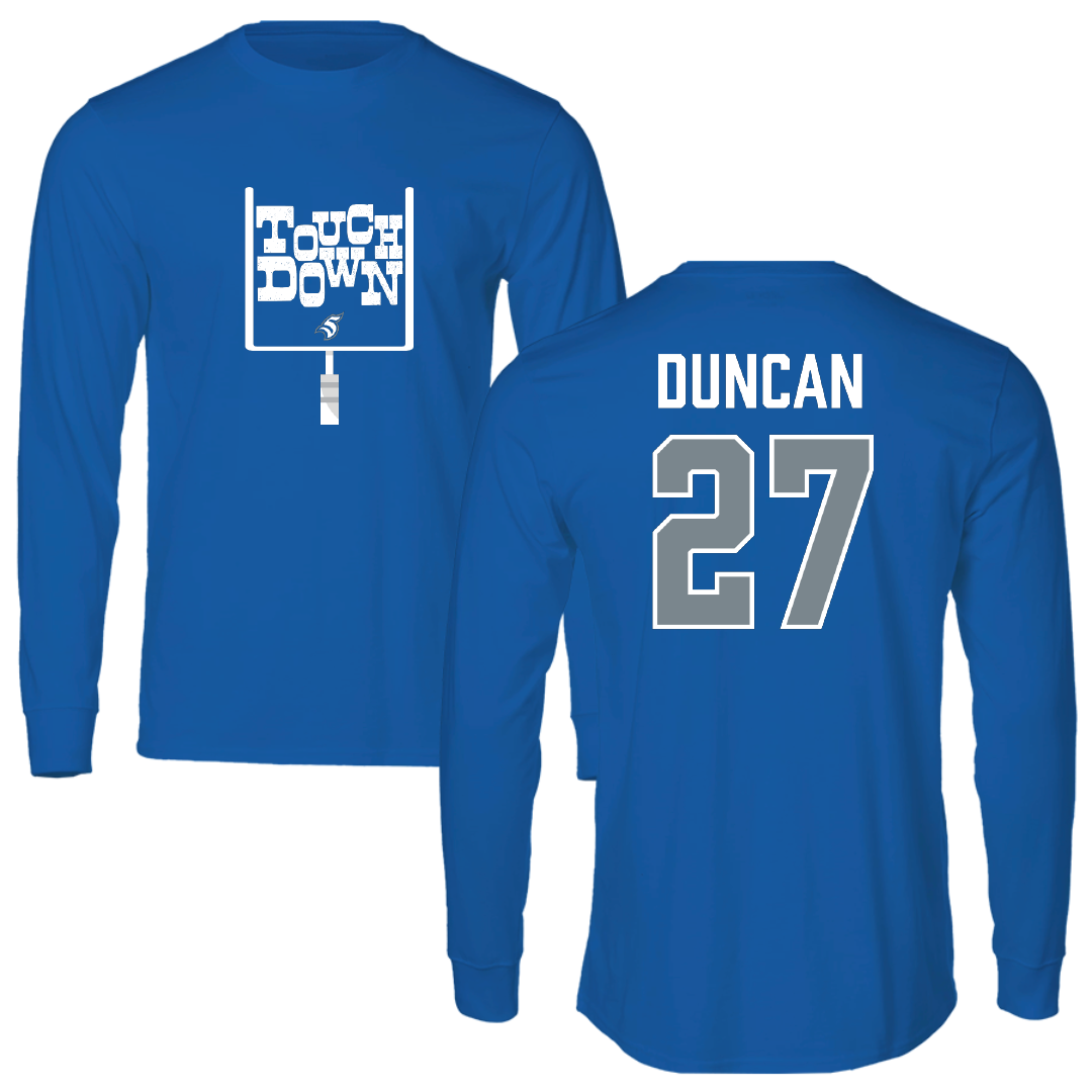 Thomas More University Football Blue Touchdown Long Sleeve - #27 Adam Duncan