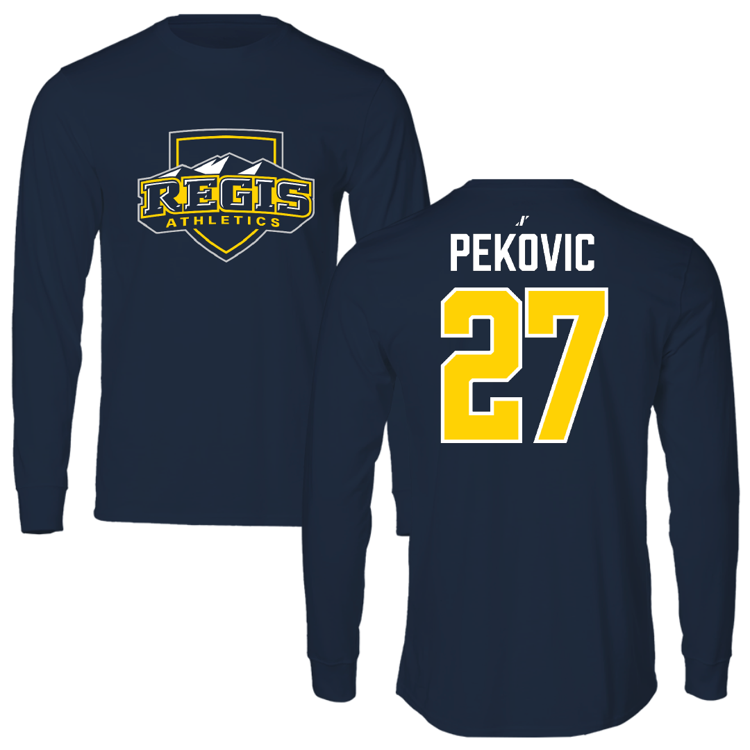 Regis University (Colorado) Soccer Navy Performance Long Sleeve - #27 Dalio Pekovic