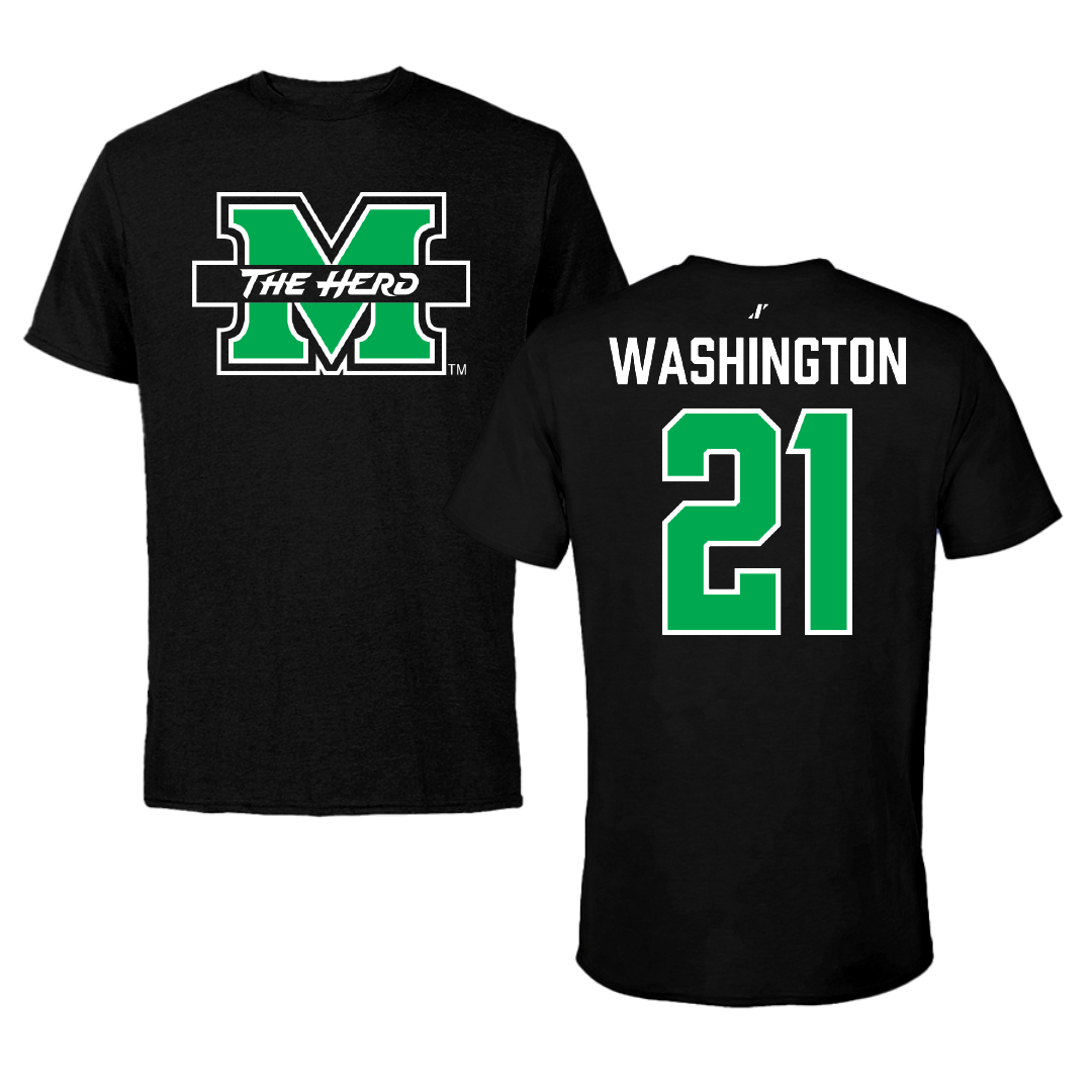 Marshall University Softball Black Tee - #21 Kaleea Washington