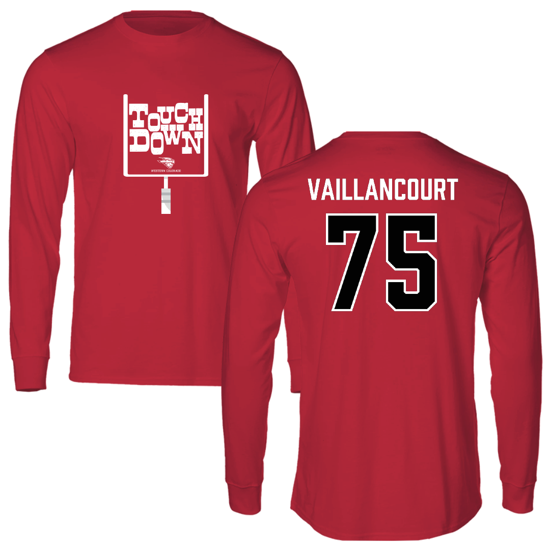 Western Colorado University Football Crimson Touchdown Long Sleeve - #75 Patrick Vaillancourt