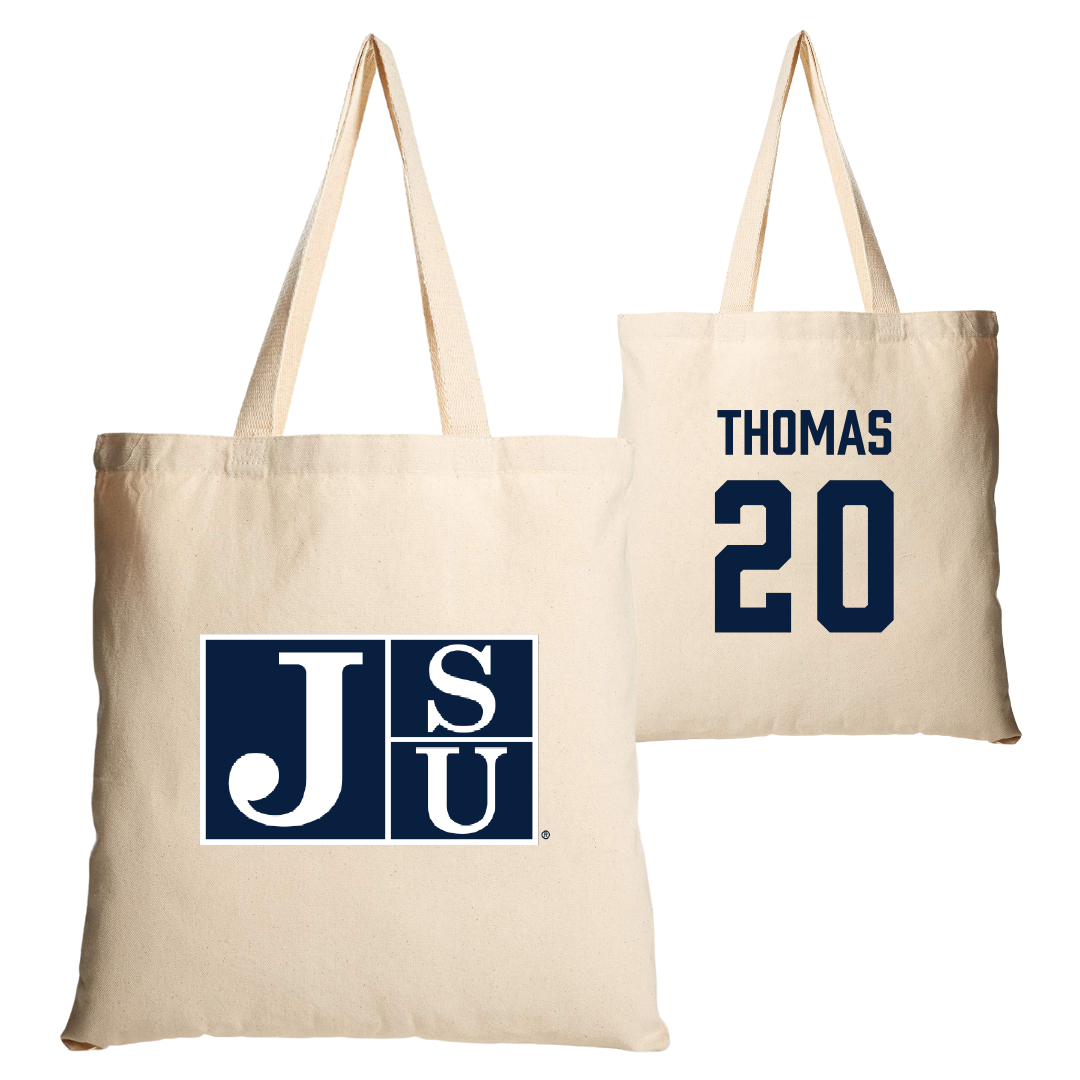 Jackson State University Basketball (M) Tan Canvas Tote Bag - #20 Raevon Thomas