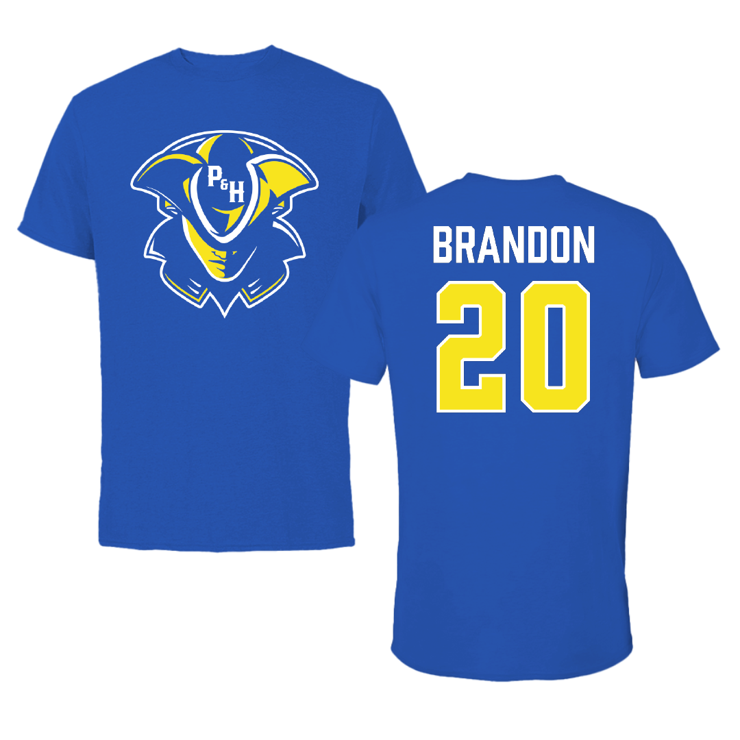 Patrick & Henry Community College Baseball Blue Performance Tee - #20 Ben Brandon