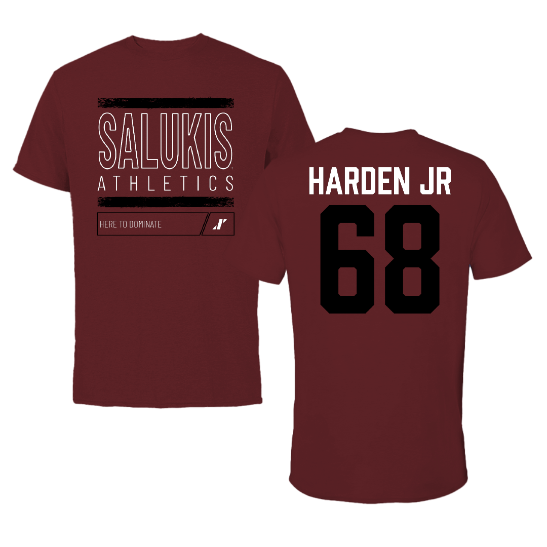 Southern Illinois University at Carbondale Football Maroon Dominate Performance Tee - #68 Derek Harden Jr