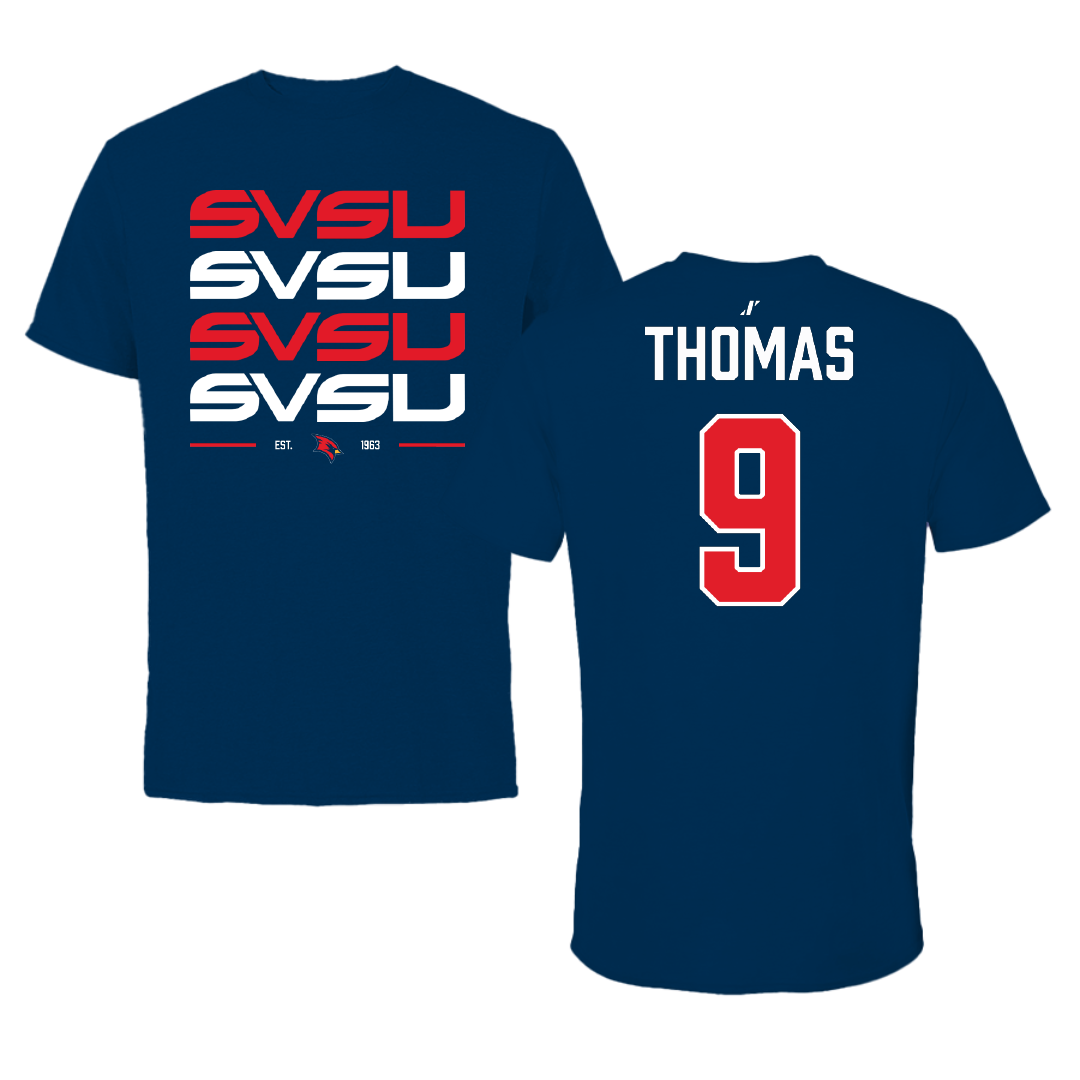 Saginaw Valley State University Baseball Navy General Tee - #9 JT Thomas