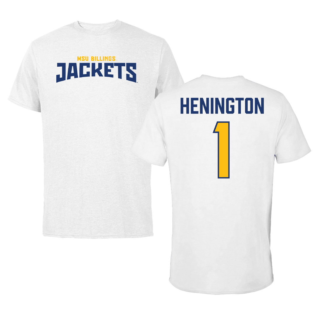 Montana State University Billings Baseball White Classic Tee - #1 Kyle Henington