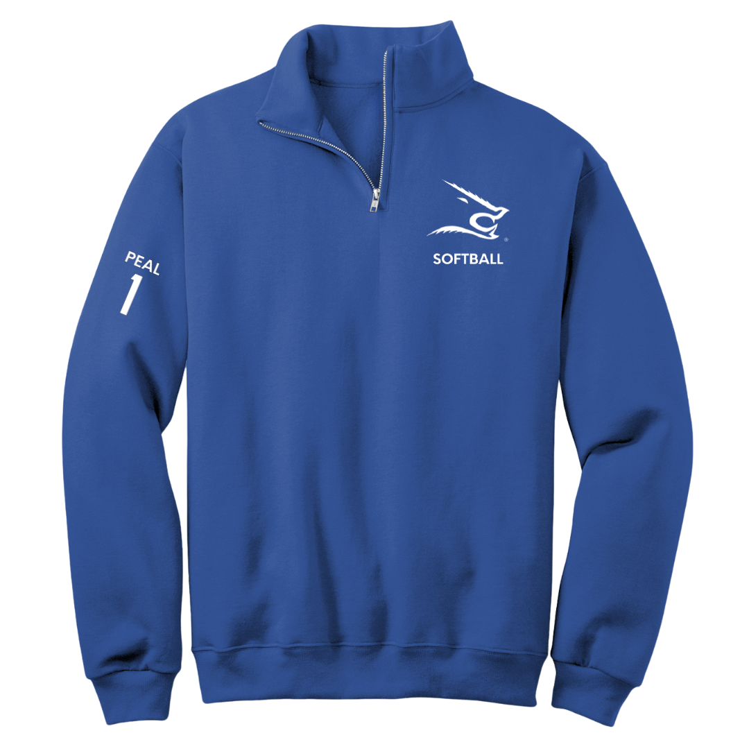 Texas A&M University-Kingsville Softball Blue Quarter-Zip - #1 Shelbie Peal