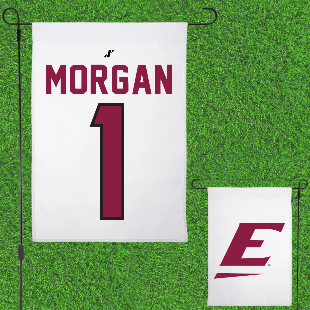 Eastern Kentucky University Soccer White Garden Flag - #1 Ruby Morgan