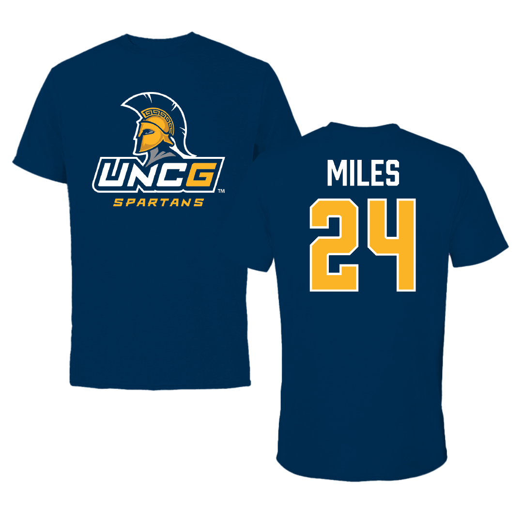 UNC Greensboro Baseball Navy Tee - #24 Isaac Miles