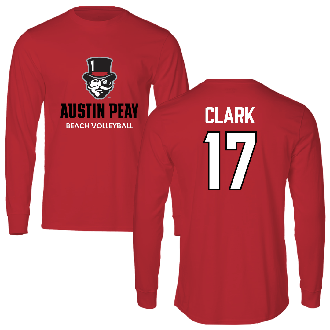 Austin Peay State University Beach Volleyball Red Mascot Performance Long Sleeve - #17 Anna Kate Clark