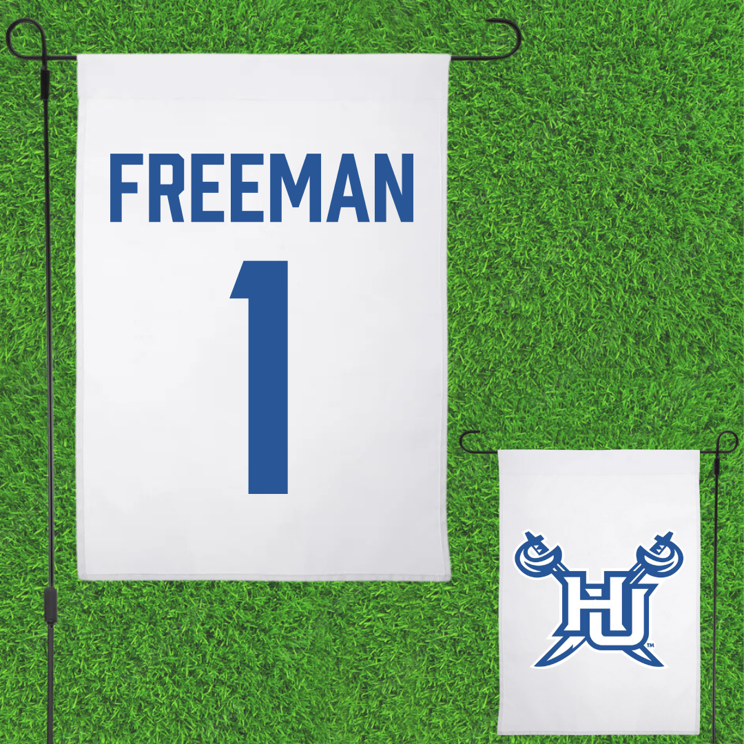 Hampton University Football White Garden Flag - #1 Isaiah Freeman