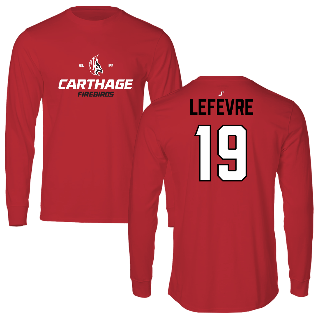 Carthage College Lacrosse Red General Performance Long Sleeve - #19 Piper LeFevre