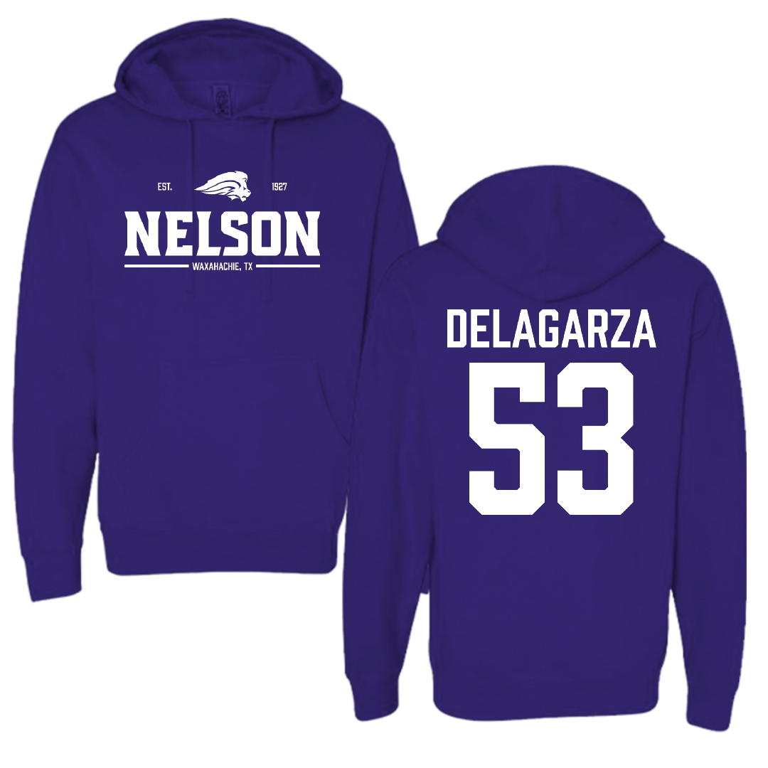 Nelson University Baseball Purple General Hoodie - #53 Richard DeLaGarza