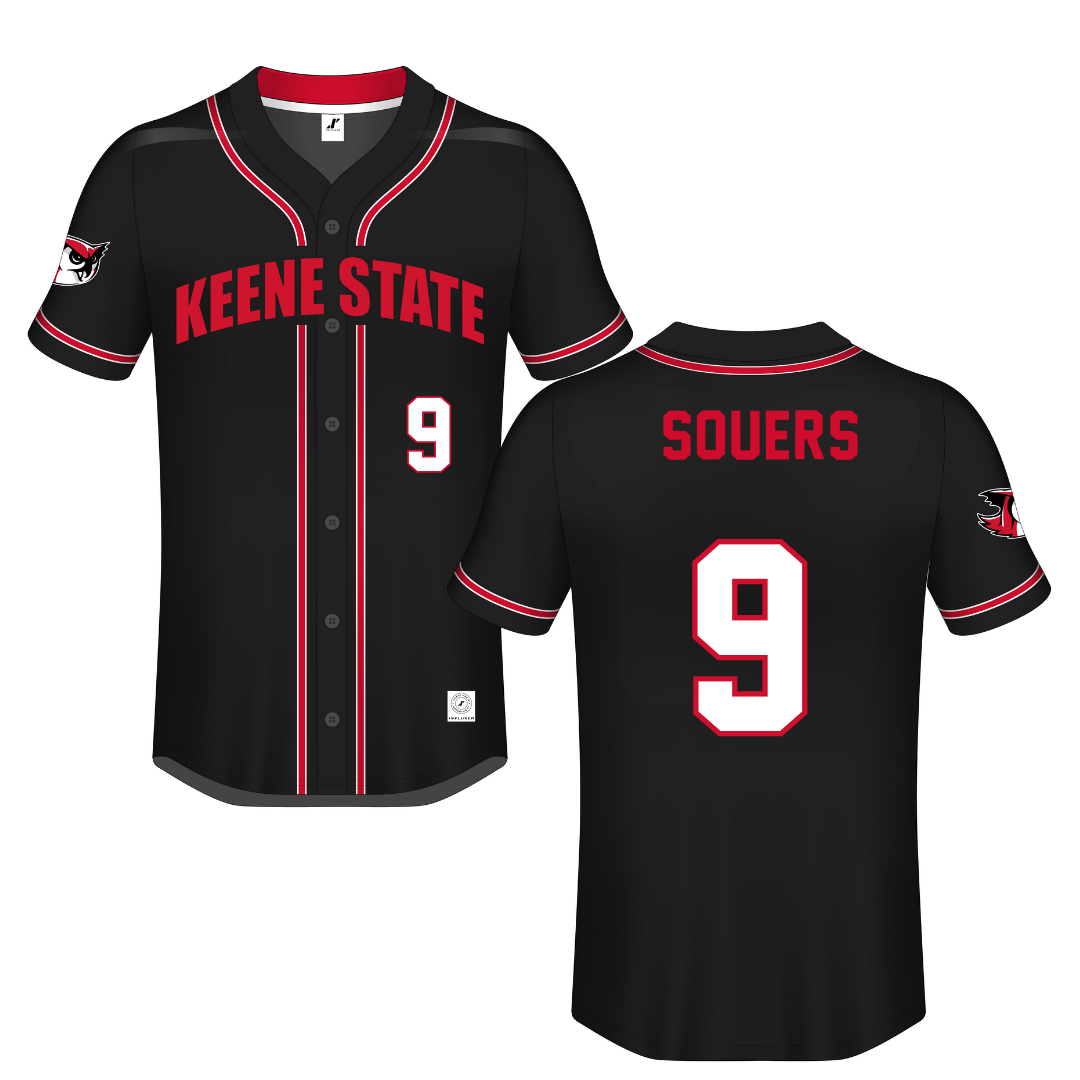 Keene State College Black Button-Down Jersey - #9 Olivia Souers