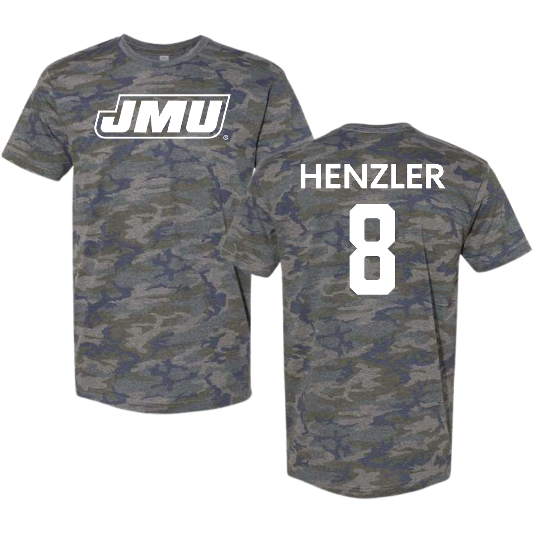 James Madison University Softball Vintage Camo Tee - #8 Bella Henzler