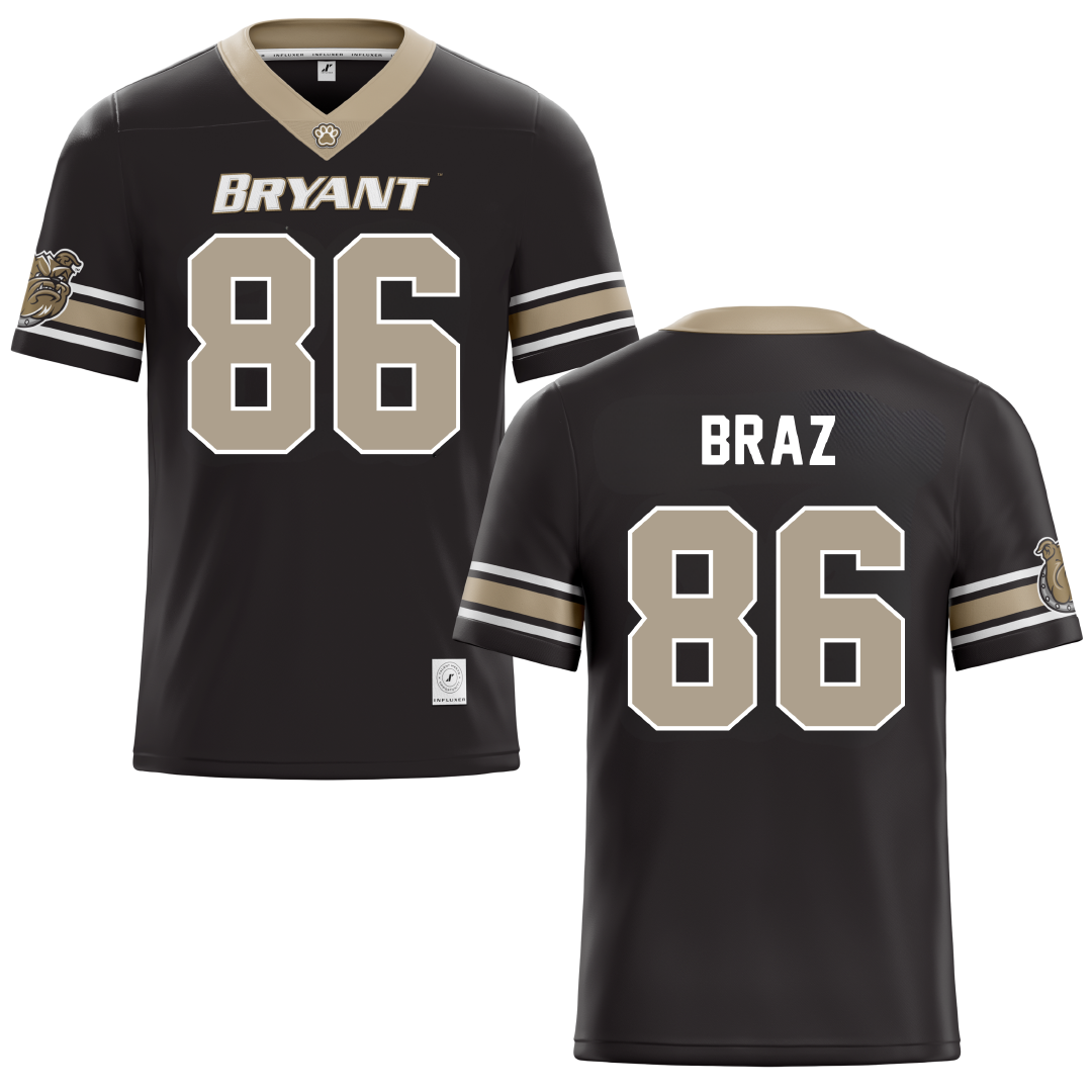 Bryant University Black Football Jersey - #86 Peter Braz