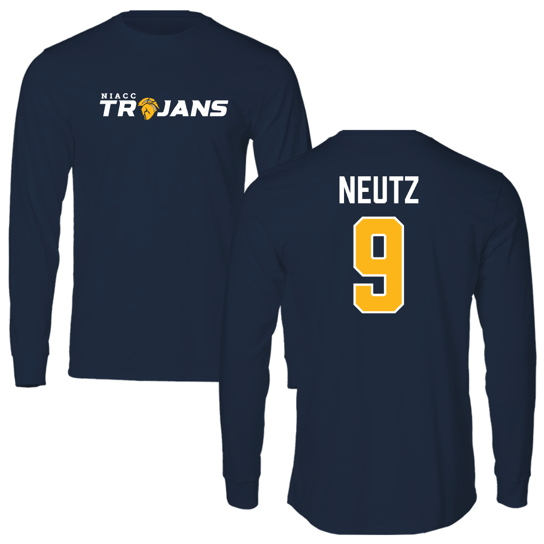 North Iowa Area Community College Baseball Navy Performance Long Sleeve - #9 Jacob Neutz