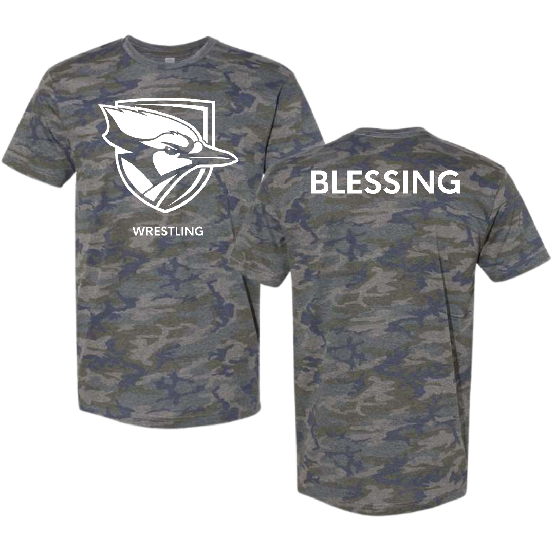 Elmhurst University Wrestling (M) Vintage Camo Tee - Mataeo Blessing