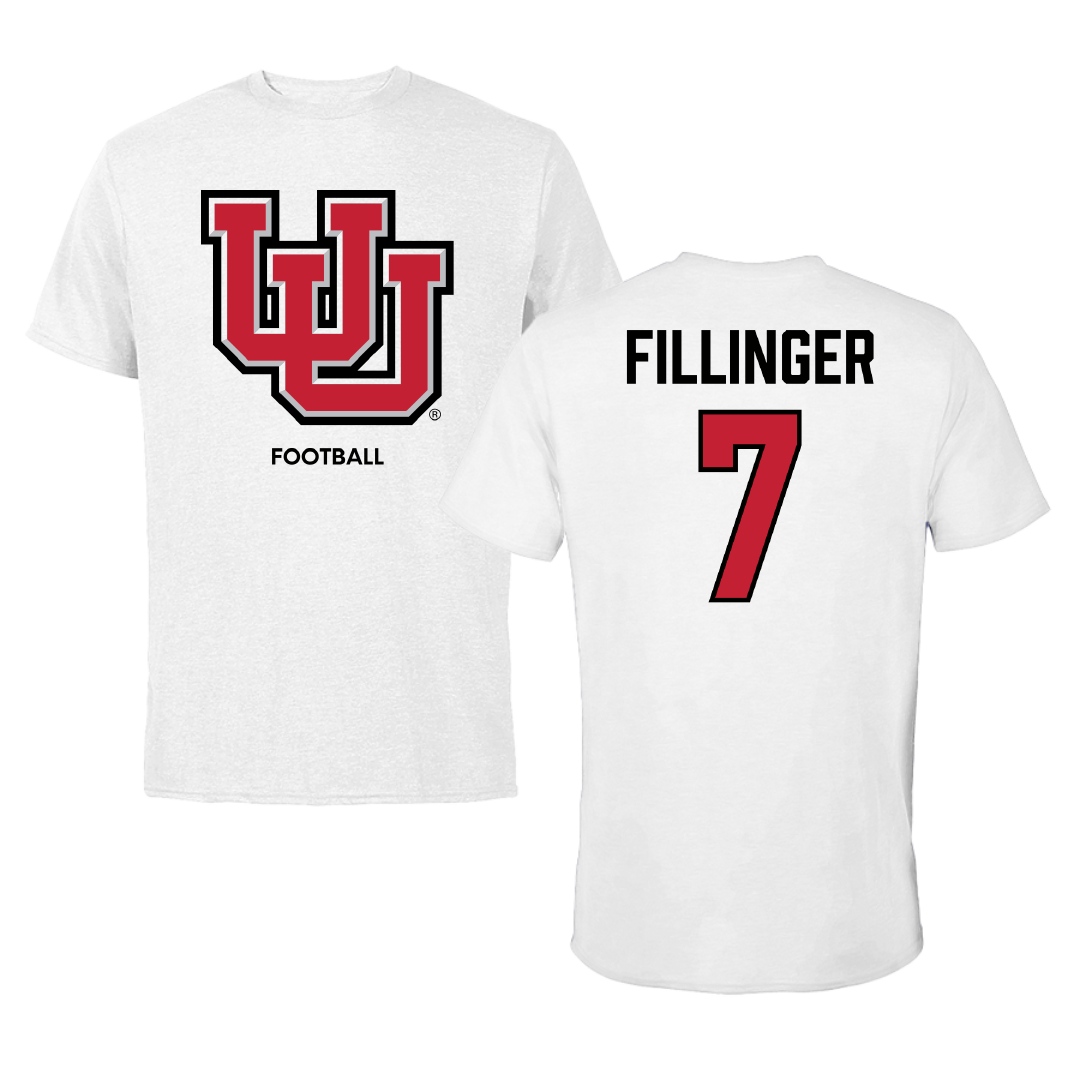 University of Utah Football White Tee - #7 Van Fillinger