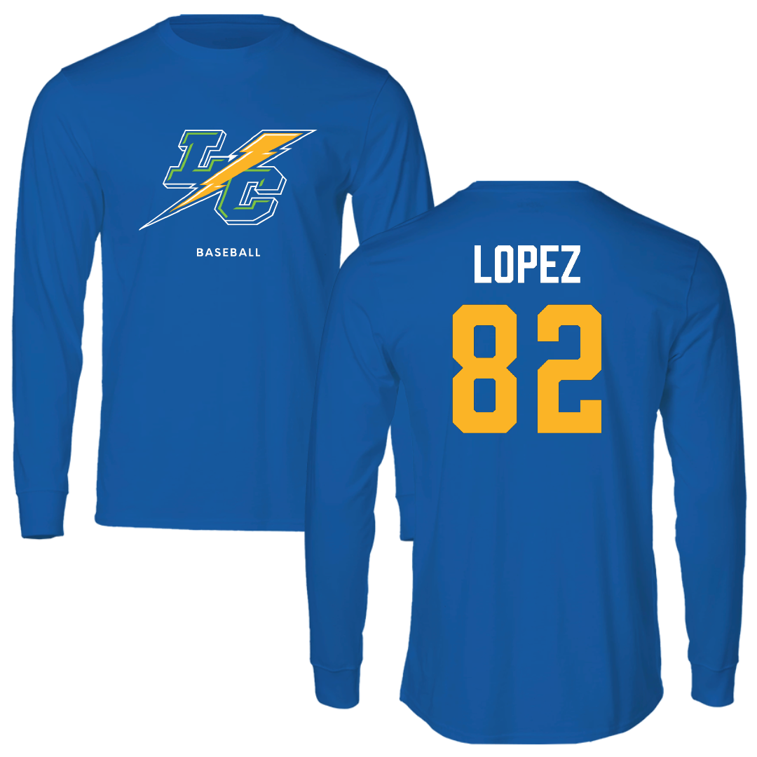 Lehman College Baseball Blue Block Long Sleeve - #82 Jefferson Lopez